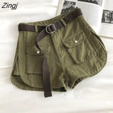 Women Chic Summer Basic All-match Casual Ladies Trouser Loose High Waist Femme Bottom Ins Pockets Popular Teenagers