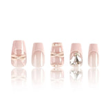 Zingj Ins Wind Short Wear Armor Pink Ballet Shoes French Nail Nail Love Glass Big Drill Nail