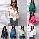 Shirt Women's Denswear Simulation Silk Long-Sleeved Shirt New Women's