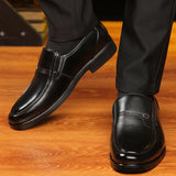 Zingj Men's Plus-Size Leather Shoes Autumn Business Leisure Elderly Shoes Cover Feet Men's Shoes Black Work