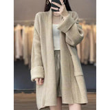 Korea's Dongdaemun Korean Version Of The Coat Woman Thicked Medium And Long Foreign Matchn Flower Cardigan Loose Lazy Knitted