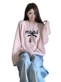 Languid Wind Bow Embroidered Sweater Coat New Sweet Soft Glutinous Thick Knitting Blouse Tide In Autumn And