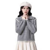 Turtleneck Sweater Women's New Winter Splicing Knitted Jersey Loose Design