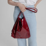Bags Patent Leather Glossy Chic Fashion Leisure Ins Korean Large Capacity Ladies Tote-bag Ulzzang Folding Students