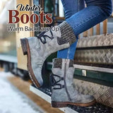 Women's Boots Autumn And Winter New Wool After The Tie With Mid-Sleeve Boots Low And Large Leather