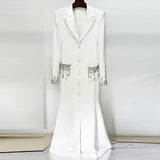 New Fashion Heavy Industry Nails Studded Suit Dress Dress Dress Fishtail