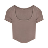 Zingj T-Shirt Women's 2024 New Irregular High Waist Sexy Hot Girl Short Tight Show Thin Short Sleeve