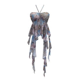 Summer Irregular Ribbon Hottie Hanging Neck Tector Screen Printing With Chest Pad Short Sling Vest