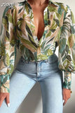 Lantern Sleeve Blouses 2023 Fashion Tops Spring Office Lady Vintage Floral Shirt Ladies Button Up Long Sleeve Shirts