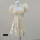 Heart Summer New Sweet Thin Short Fairy Dress Women Senior Feel Waist French