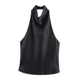 Summer New Silk Hysm Texture Hanging Neck Dress 3203317 Vatry Dress