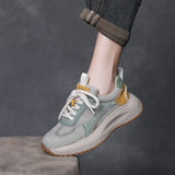 Leather Thick-Soled Fork Forrest Shoes Women's Spring And Autumn New Comfortable Old Dad Shoes Net Breathable Sports Casual