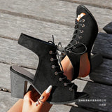 Toe Behind The Air Cool Boots Women In Front With Thick Heel High-Heeled Sandals