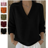 Wear Autumn And Winter New Solid Color V-Neck Knitting Shirt Women Loose Thin Knitting Jacket Thick