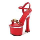 Zingj Even Buckle Hate Day High Nightclub Super High-Heeled Shoes Sandals Women's Work Shoes Runway Show Pole Dance Shoes Waterproof