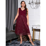 Summer Women's Clothing Large-Size Dress V-Neck Temperament Body-In-Tonic High-End Dress