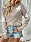 New Sweater Female Five-Pointed Star Chart Collar Long Sleeves On The
