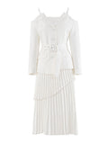 Version Of Temperament Two Sets Of 2025 Autumn New Sling Belt Belt Coat High Waist Pressure Skirt Dress Suit Female