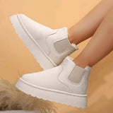 And South Korea Solid-Colored Thick Background Snow Boots Women's Pine Velvet Cloth Tight Belt Warm Cotton Boots