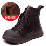 Cowhedular Retro Martin Boots Women Autumn And Winter New Set Leisure Short Boots With Round Head High Help