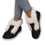 Boots Women 2025 Autumn And Winter New Large Size Velvet Round-Headed Velvet Velvet Feet Casual Plus Velvet Women's Cotton