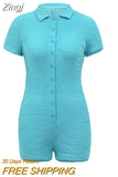 Sexy Button Romper Jumpsuit Women Tie Dye Casual Homewear Outfits Lounge Wear Pajamas Shorts Playsuit Summer