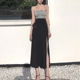 Womens Summer Solid Bow Side-Slit Mid-Calf Sexy Lady High Waist Lacing Up Casual Loose Elegant Feminine Chic Comfy