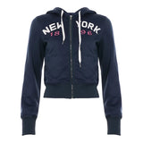 Letter Printing Rope T-Shirt Zip Hooded Casual Coat Woman 2025 Autumn And Winter New Top