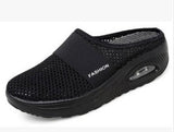 Summer No Heel One-Legged Pedaled Women's Shoes Lazy Shoes Large-Size Thick-Soled Shoes Air Cushion Mesh Breathable Half-Slipper