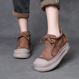 Cow Skin Retro Martin Boots Autumn And Winter New Round Head Tie And Ankle Boots Leather Leisure Short Boots