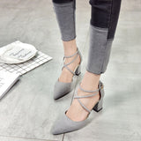 Sandals Women's 2025 Sexy Pointed Head High Heels With Thin Hollow Cross-Tie Women's