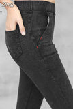 New Autumn Pencil Pants Women High Waist Jeans Pants Full Length Slim High Elastic