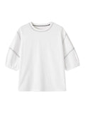 Seven-Sleeved T-Shirt Women 2025 Summer New Round-Necked Color Line Decorate Casual Lantern Sleeve