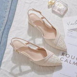 Bag Head Sandals Tips With Bare High Heels Women Summer New Coarse Heel Single Shoes