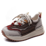 Layer Cowhedry Breathable Mesh Color Old Dad Shoes Women In Spring 2025 New Thick-Bottomed Sports Leisure Single