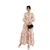 Early Autumn Collared Flakes And Snowflake Cake Skirt Seven-Sleeved Luxury