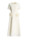 French Elegant Style Splicing Three-Dimensional Flower Design Long Dress 2025 New Waist Display Lanky Dress Female