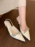 2025 New Sharp Tip Fine Heeled Korean Version Of High Heel Temperament Thin French Fashion Water Drill Head With Women's