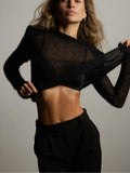 For Autumn And Winter Short Hollow Knitted Sweater Women Solid Color Leisure Long-Sleeved