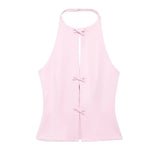 Women's ZA Summer New Bow Ornament Hanging Neck Vest Skirt