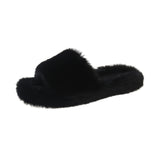 Fur Slippers Spring And Autumn High-End Feeling Winter Wear Lazy Man Flat-Bottomed Plush One-Word Drag Home Cotton