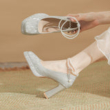Zingj Pearl Chain Waterproof Platform Is Very Beautiful Fine Flash High Heels Show He Wedding Dress Two Wear Not Tired Foot Wedding Shoes