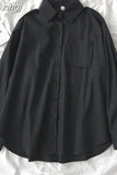 Women School Shirts JK Blouse Preppy Style Autumn Japan Long Sleeve Girls Black Shirt Harajuku Button Up Ladies