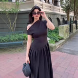 Women's ZA Summer New Temperament Light Long Shoulder Folded