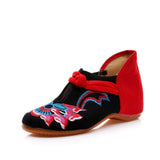 Zingj Shoes Cotton Shoes Autumn And Winter Style National Wind Beef Tendon Bottom Round Head Low Heel Canvas Embroidered Cloth Shoes Mother