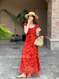 Xixi 2025 Summer New Temperament High-Waisted Dress With Joint Dress Print Pure Desire Vacation Dress Women