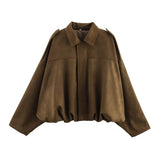 Color 2025 Spring And Autumn Leisure Tuffen Texture Collar Pilot Jacket Women