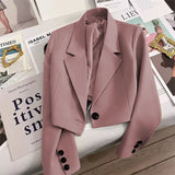 Zingj Suit Jacket Lady Small Man 2024 Spring Pink Autumn New Students Versatile Small Suit Fashion