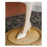 Women 2025 Summer New French Sharp Tip Fine Heel Single Shoes With Temperament Bao Head Hollow