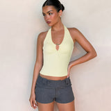 Women's Clothing 2025 Summer New Hottie Style Sexy Hanging Neck Tie Bare Back Repair